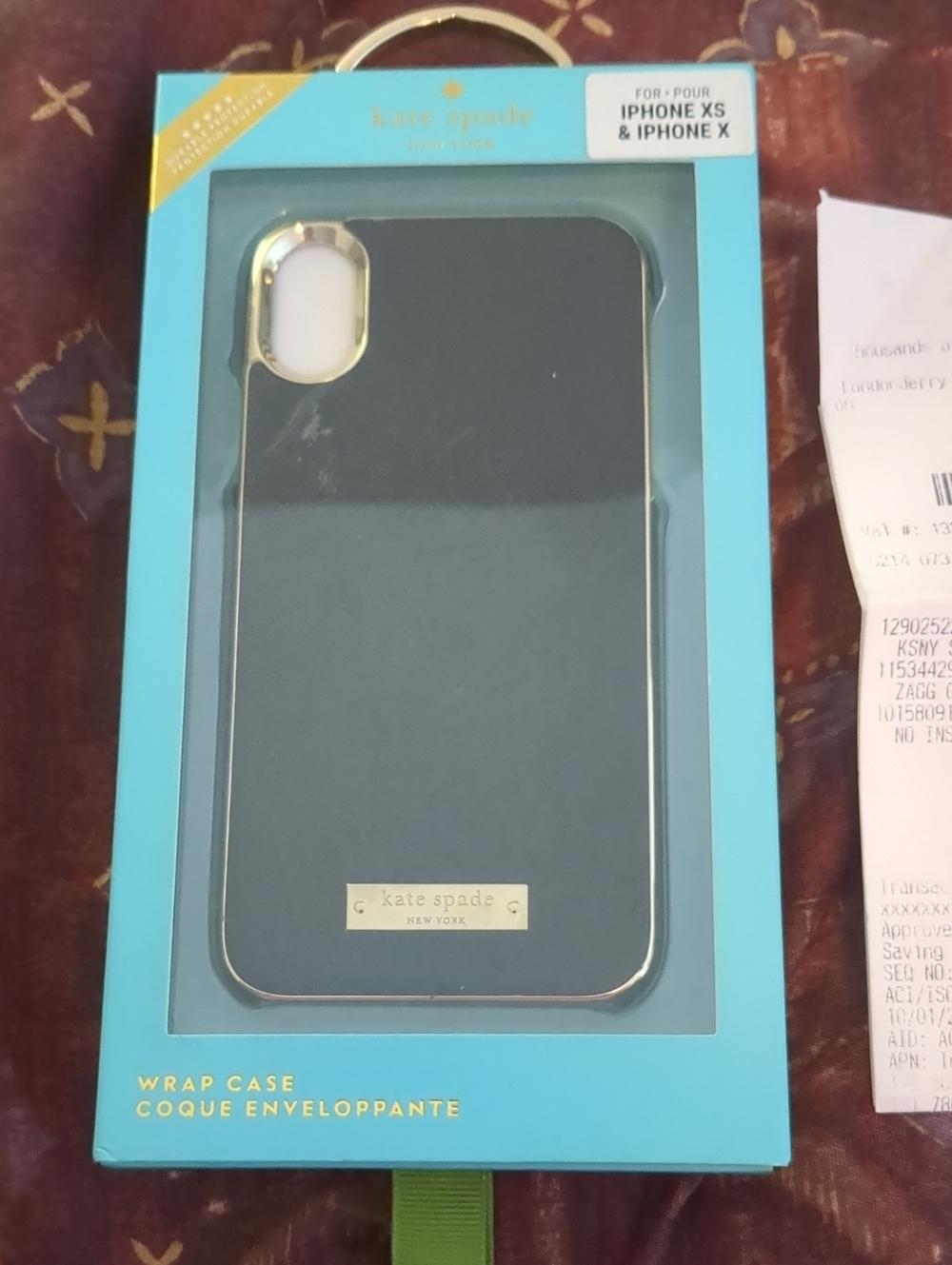 kate spade navy and gold iPhone XS/X Wrap Case